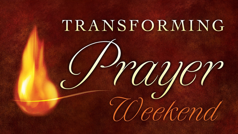 A single flame on a leathery background with Transforming Prayer Weekend written on top