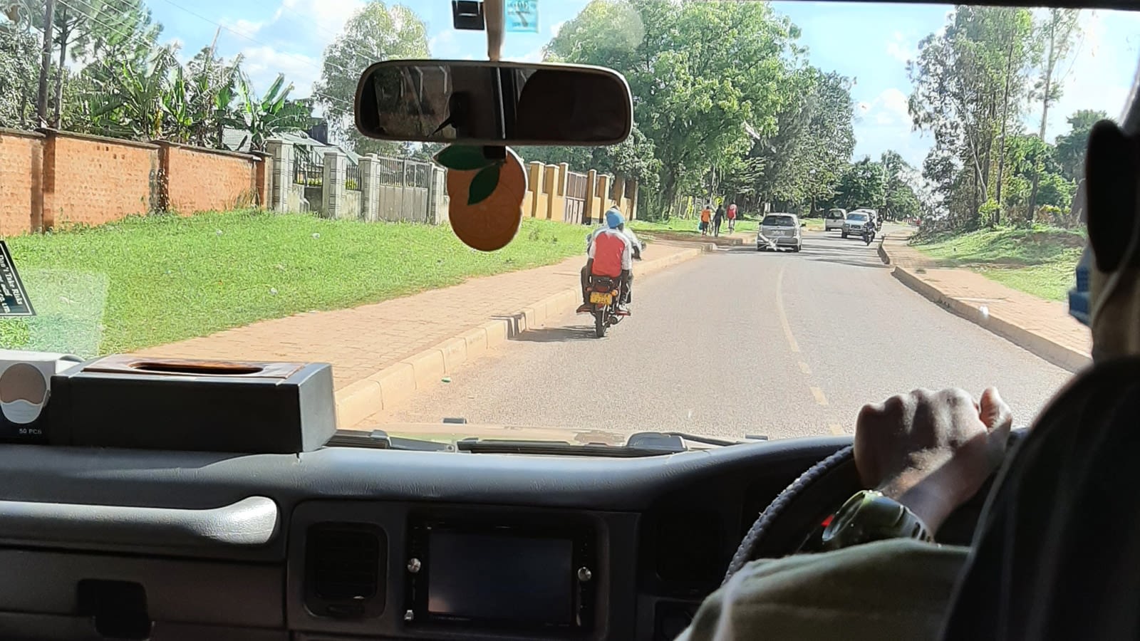 Man drives vehicle down the road