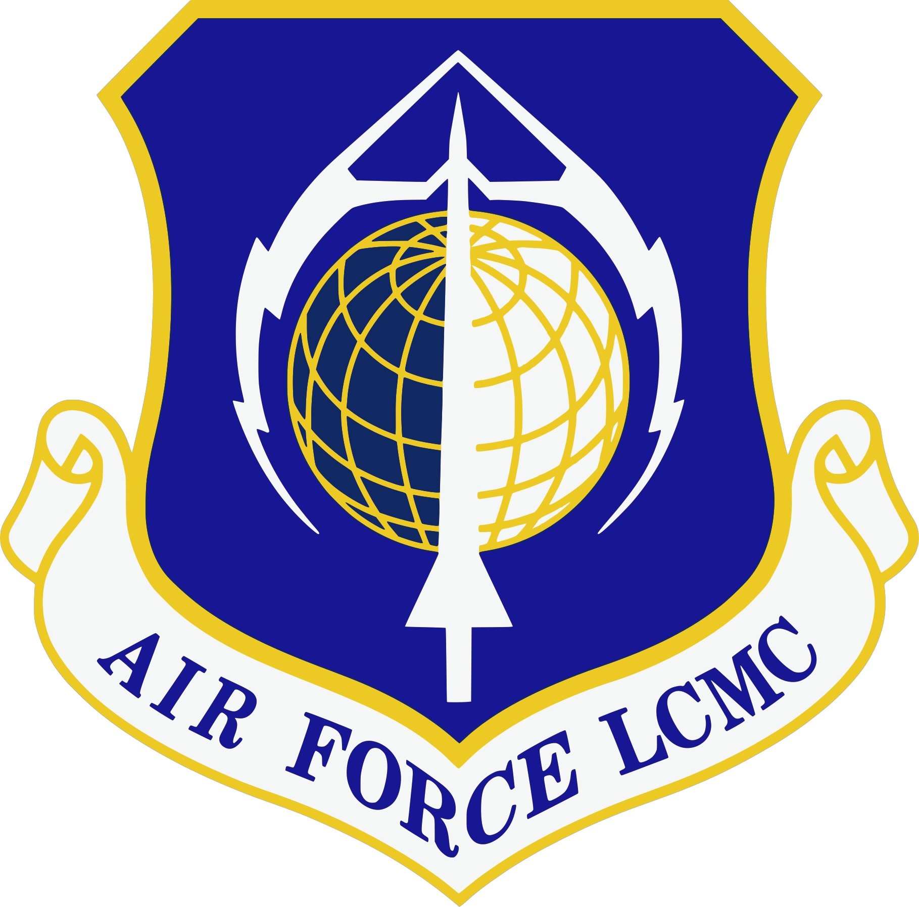 Air Force LCMC emblem with globe and jet