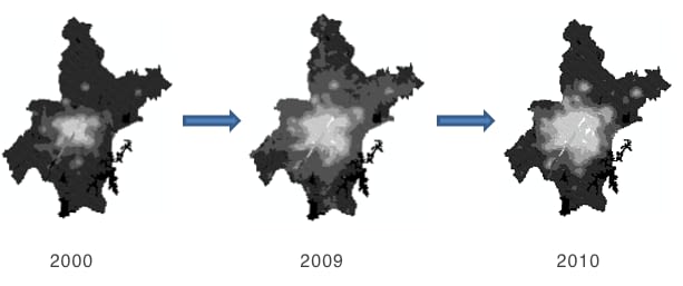 Wuhan Population growth heatmap