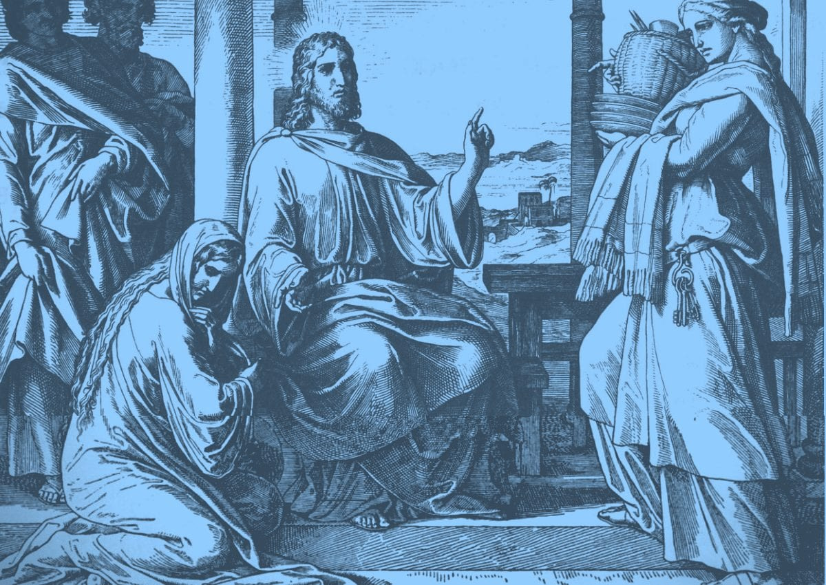 Illustration of Jesus, Mary, and Martha