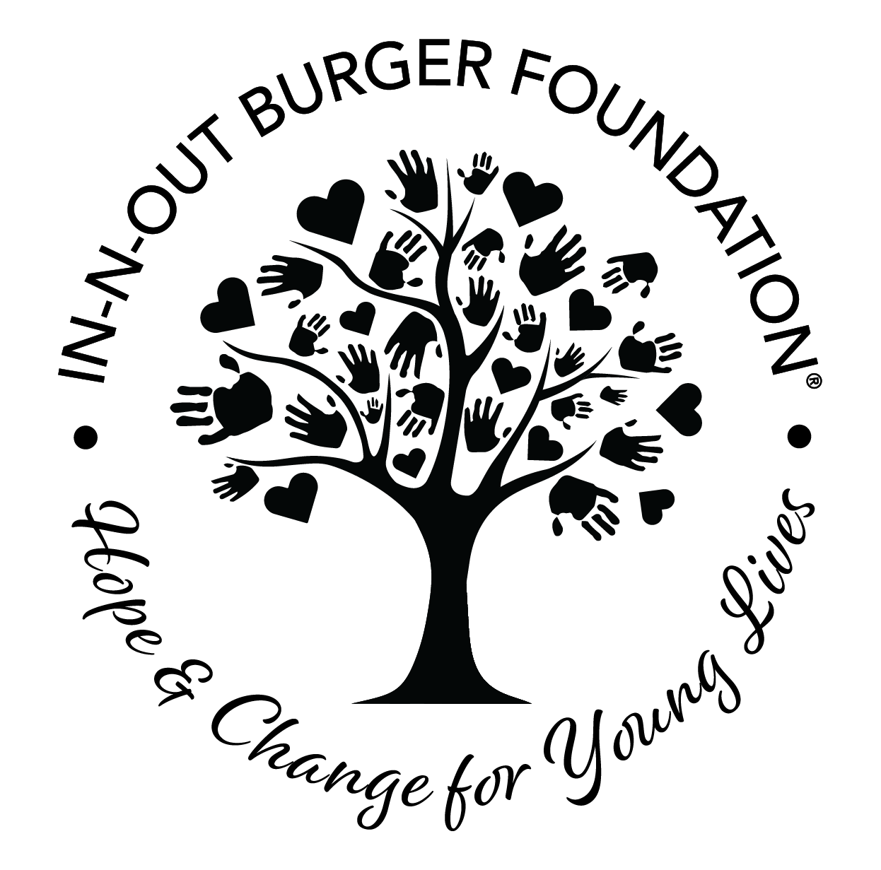 In-N-Out Burger Foundation logo with tree and hearts