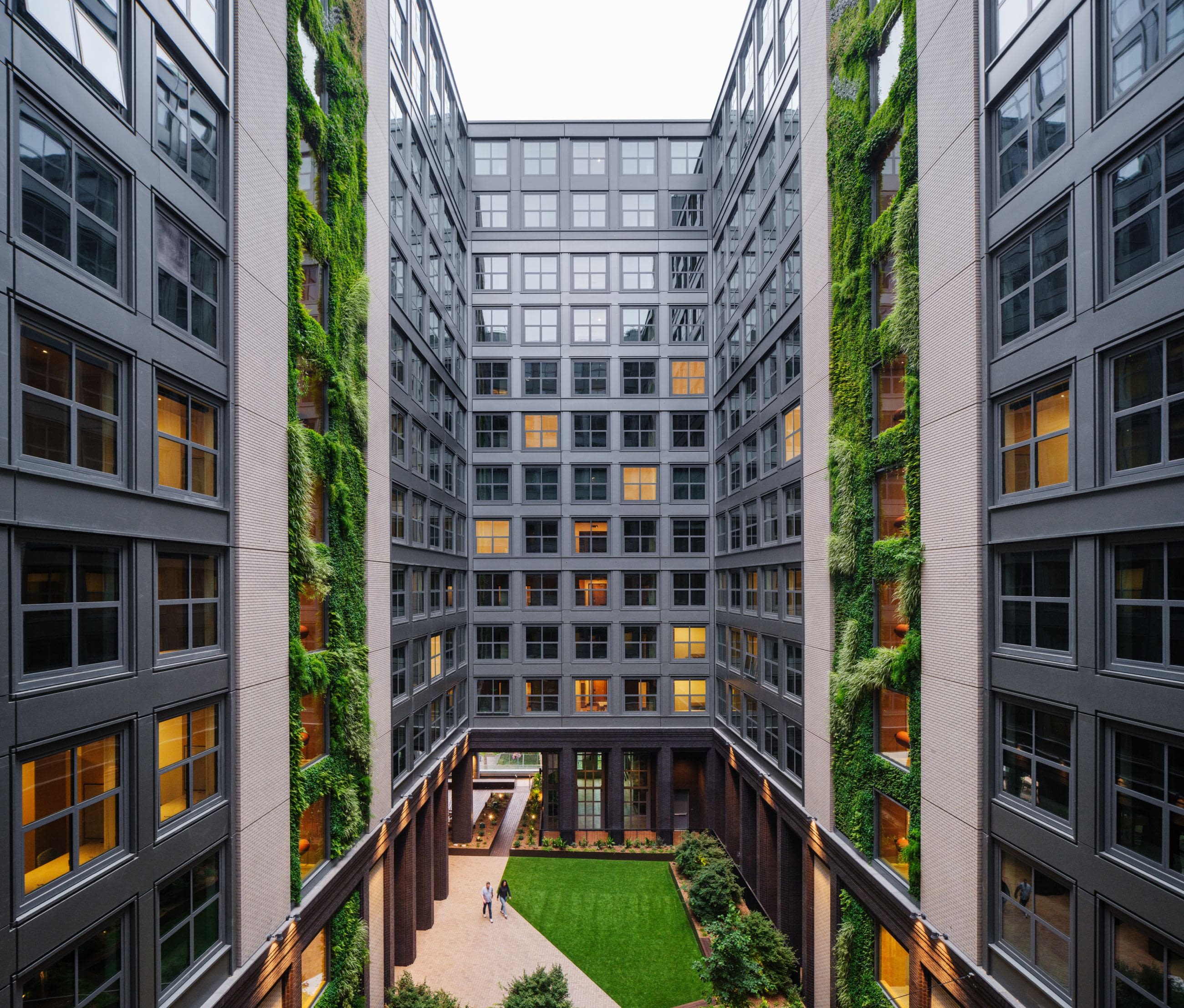 Courtyard inside a modern building.