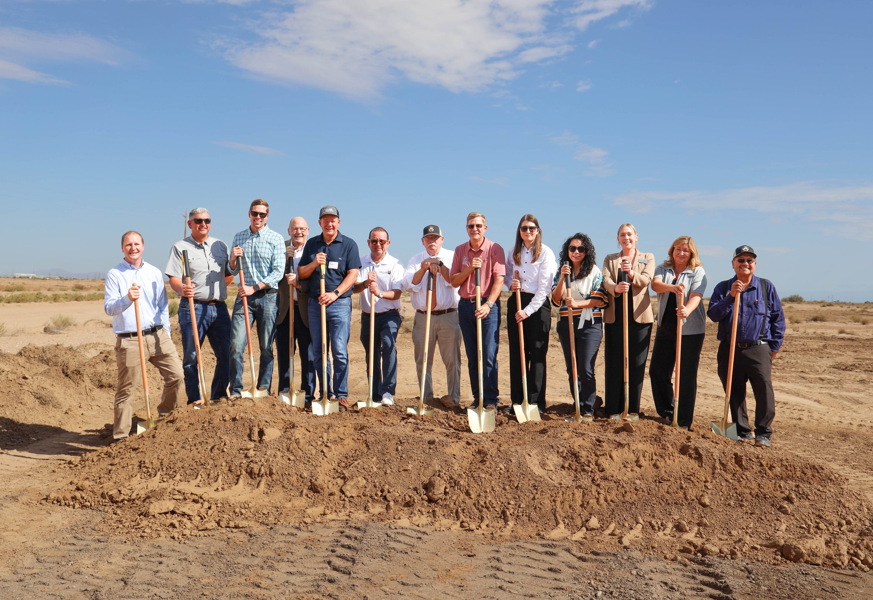 Clark Pacific joined by members of the Coolidge community breaks ground on their new manufacturing facility.