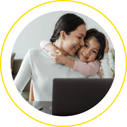 Mother and daughter hugging at home