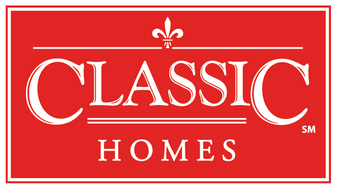 Classic Homes company logo in red and white