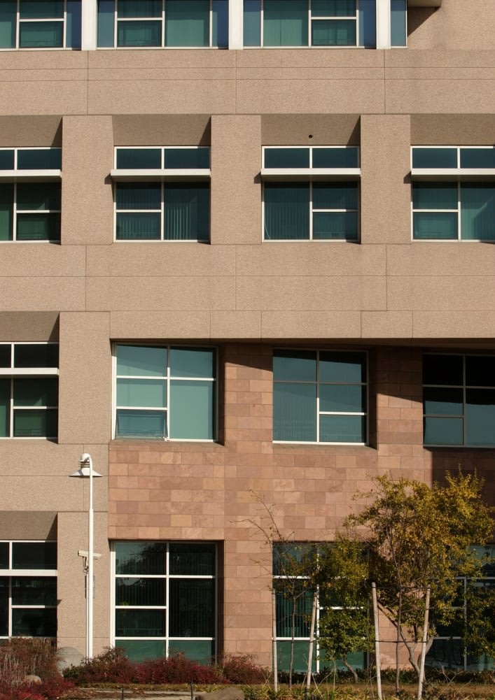 Modern building facade with large windows
