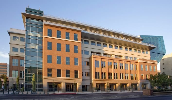 Modern multi-story office building exterior view.