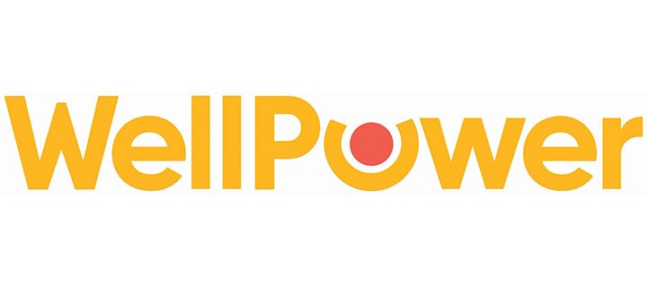 WellPower logo with yellow text and red dot