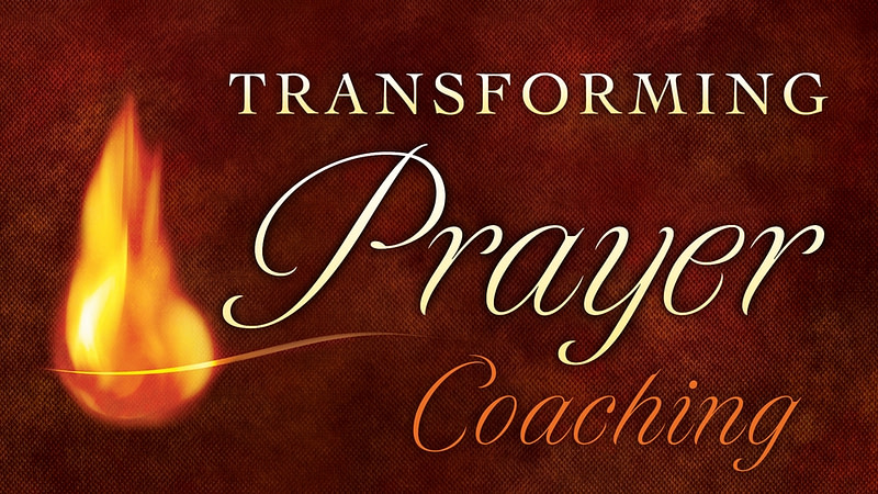 Flame next to the words Transforming Prayer Coaching on a red-brown background