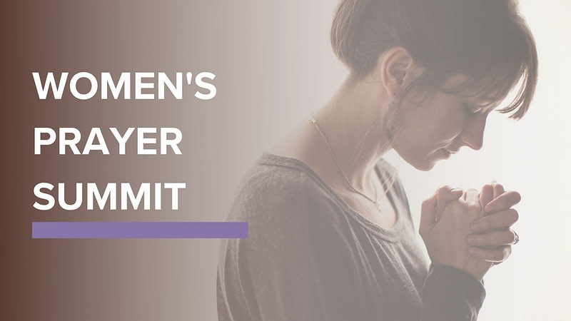 Woman praying with words beside her